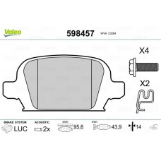 598457 VALEO Комплект гальмівних колодок дисковий гальм