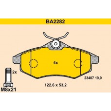BA2282 BARUM Комплект гальмівних колодок дисковий гальм