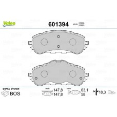 601394 VALEO Комплект гальмівних колодок дисковий гальм