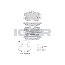 182360 ICER Комплект гальмівних колодок дисковий гальм