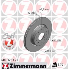 600.3233.20 ZIMMERMANN Гальмівний диск