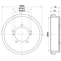 8DT 355 302-721 HELLA Гальмівний барабан