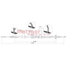 1.KI016 METZGER Тросик, cтояночный тормоз