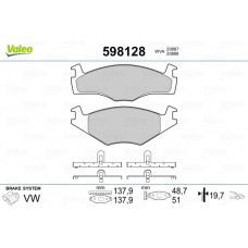598128 VALEO Комплект гальмівних колодок дисковий гальм