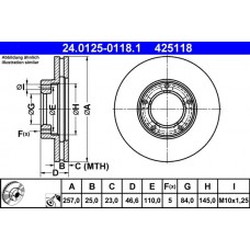 24.0125-0118.1 ATE Гальмівний диск
