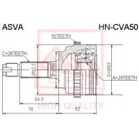 HN-CVA50 ASVA Шарнирный комплект, Привідний вал