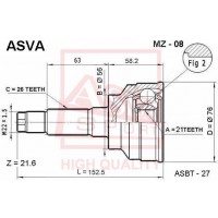 MZ-08 ASVA Шарнирный комплект, Привідний вал