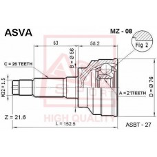 MZ-08 ASVA Шарнирный комплект, Привідний вал