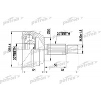 PCV1021 PATRON Шарнирный комплект, Привідний вал