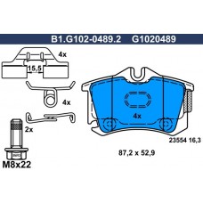 B1.G102-0489.2 GALFER КомплеК т гальмівних колодок, дискове гальмо