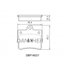 DBP1402/1 DANAHER Комплект гальмівних колодок дисковий гальм