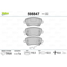 598847 VALEO Комплект гальмівних колодок дисковий гальм