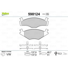598124 VALEO Комплект гальмівних колодок дисковий гальм