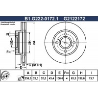 B1.G222-0172.1 GALFER Гальмівний диск
