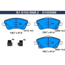 B1.G102-0988.2 GALFER КомплеК т гальмівних колодок, дискове гальмо