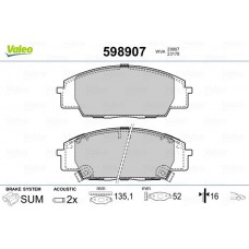 598907 VALEO КомплеК т гальмівних колодок, дискове гальмо