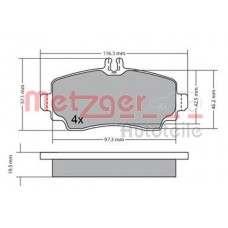 1170353 METZGER Комплект гальмівних колодок дисковий гальм