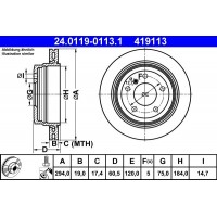 24.0119-0113.1 ATE Гальмівний диск