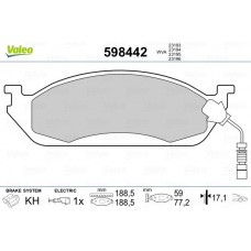 598442 VALEO Комплект гальмівних колодок дисковий гальм