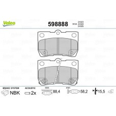 598888 VALEO КомплеК т гальмівних колодок, дискове гальмо