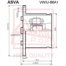 VWIU-B6A1 ASVA Шарнирный комплект, Привідний вал