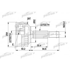 PCV1056 PATRON Шарнирный комплект, Привідний вал