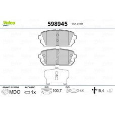 598945 VALEO Комплект гальмівних колодок дисковий гальм