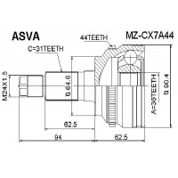 MZ-CX7A44 ASVA Шарнирный комплект, Привідний вал