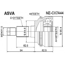 MZ-CX7A44 ASVA Шарнирный комплект, Привідний вал