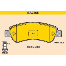 BA2265 BARUM Комплект гальмівних колодок дисковий гальм