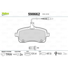 598662 VALEO КомплеК т гальмівних колодок, дискове гальмо