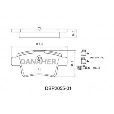DBP2055-01 DANAHER Комплект гальмівних колодок дисковий гальм