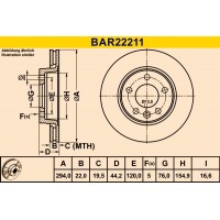 BAR22211 BARUM Гальмівний диск