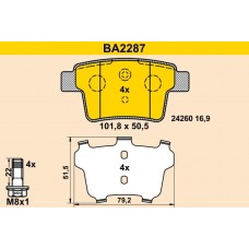 BA2287 BARUM Комплект гальмівних колодок дисковий гальм