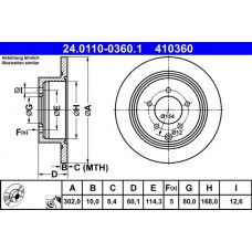 24.0110-0360.1 ATE Гальмівний диск