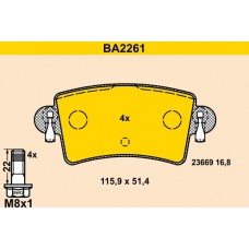 BA2261 BARUM Комплект гальмівних колодок дисковий гальм
