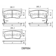 DBP684 DANAHER Комплект гальмівних колодок дисковий гальм