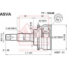 TY-18A48 ASVA Шарнирный комплект, Привідний вал