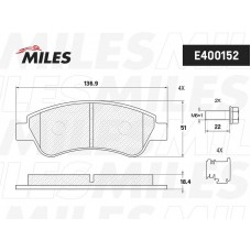 E400152 MILES КомплеК т гальмівних колодок, дискове гальмо
