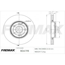 BD-6198 FREMAX Гальмівний диск
