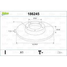186245 VALEO Гальмівний диск
