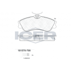 181570-700 ICER Комплект гальмівних колодок дисковий гальм
