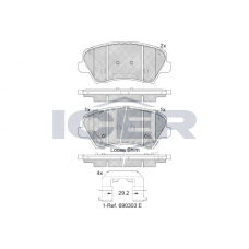182029-203 ICER КомплеК т гальмівних колодок, дискове гальмо