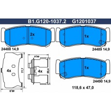 B1.G120-1037.2 GALFER КомплеК т гальмівних колодок, дискове гальмо