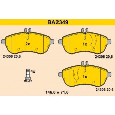 BA2349 BARUM КомплеК т гальмівних колодок, дискове гальмо