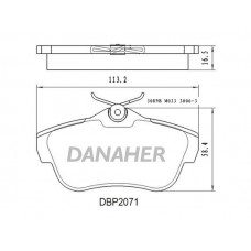 DBP2071 DANAHER Комплект гальмівних колодок дисковий гальм