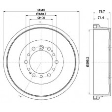 8DT 355 302-971 HELLA PAGID Гальмівний барабан