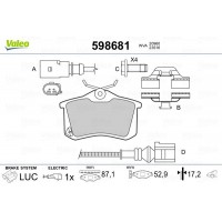 598681 VALEO КомплеК т гальмівних колодок, дискове гальмо