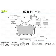 598681 VALEO КомплеК т гальмівних колодок, дискове гальмо