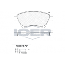 181579-701 ICER Комплект гальмівних колодок дисковий гальм